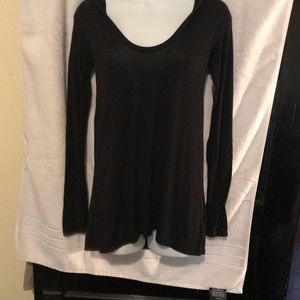 EXPRESS BLACK LONG SLEEVE HOODED ONE ELEVEN TOP